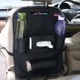 Allextreme EXCOWPB PU Leather Car Auto Seat Back Multi Pocket Organizer Universal Backseat Travel Bag for Tissue Box, Bottle and Document Storage (Black)