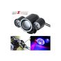 AllExtreme EXU12FLB1 U12 CREE LED Fog Light with Red and Blue Angel Eye Strobe Side Lights for Car, Motorcycle, Ambulance (30W, Red, Blue and White Light, 1 PC)