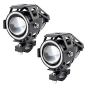 AllExtreme EXU7MB2 U7 Mini CREE LED Fog Light Work Lamp with Hi/Low, Flashing Beam and Blue Angel Eye Ring for Cars and Motorcycles (12W, Blue & White Light, 2 PCS)