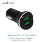 AllExtreme 3.1A Dual USB Port High Speed Travel Smart Car Charger for All Android and iPhone Devices (Black)