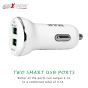 AllExtreme 3.1A Dual USB Port High Speed Travel Smart Car Charger for All Android and iPhone Devices (White)