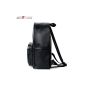 Allextreme AE-54GH BuBilian Unisex PU Leather Korean Style Canvas Backpack with 2 Key Rings (Black, AE-54GH)