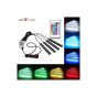 AllExtreme EX09LRC 4X 9 LED Multi-Colour RGB Car Interior Decorative Light Car Under Dash Interior Floor Strip Lightning Kit with Car Charger and Sounds Activated Wireless IR Remote Control1 (6W)