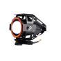 AllExtreme EXU7MR1 U7 Mini CREE LED Fog Light Work Lamp with Hi/Low, Flashing Beam and Red Angel Eye Ring for Cars and Motorcycles (12W, Red & White Light, 1 PC)