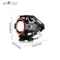AllExtreme EXU7MR1 U7 Mini CREE LED Fog Light Work Lamp with Hi/Low, Flashing Beam and Red Angel Eye Ring for Cars and Motorcycles (12W, Red & White Light, 1 PC)