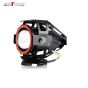 AllExtreme EXU7MR1 U7 Mini CREE LED Fog Light Work Lamp with Hi/Low, Flashing Beam and Red Angel Eye Ring for Cars and Motorcycles (12W, Red & White Light, 1 PC)
