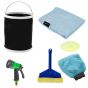 AllExtreme EXFLD16 Car Cleaning Tools Kit Exterior and Interior Wash Supplies with Microfibre Cleaning Cloths, Wash Glove, Sponge, Squeegee and Collapsible Bucket (6 Pcs)