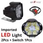 Allextreme EX6FS2P Imported 6 LED Fog Light Waterproof Pod Driving Spot Head Lamp with Handlebar Switch for Bikes & Cars(10W, White Light, 2 PCS, 6 Months Warranty)
