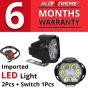 Allextreme EX6FS2P Imported 6 LED Fog Light Waterproof Pod Driving Spot Head Lamp with Handlebar Switch for Bikes & Cars(10W, White Light, 2 PCS, 6 Months Warranty)