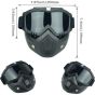 Allextreme Motorcycle Protective Goggles Anti Scratch Windproof UV Protective Visor Bike Dirt Face Shield with Soft Foam Padded Detachable Mask & Elastic Strap for Riding Cycling (Black, 1 Pc)