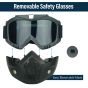 Allextreme Motorcycle Protective Goggles Anti Scratch Windproof UV Protective Visor Bike Dirt Face Shield with Soft Foam Padded Detachable Mask & Elastic Strap for Riding Cycling (Black, 1 Pc)