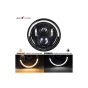 Allextreme 7-Inch Round H4 H13 LED Halogen Headlight with DRL High/Low Beam Turn Signal Angel Eyes for Jeep Wrangler Motorcycles & Cars (Pack of 2, Amber/White)