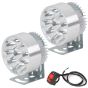 Allextreme EXG9FGS 9 LED Round Fog Light Spot Beam Waterproof Heavy Duty Work Light with Switch for Motorcycle Jeep Off Road Cars Truck Boat (9W, White Light, 2 PCS)