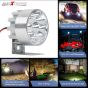 AllExtreme EX9FLS2 9 LED Round Fog Light Heavy Duty Waterproof Silver Body Spot Beam Pod Work Lamp with Handlebar Switch for Motorcycle Jeep SUV Car and Truck (9W, White Light, 2 PCS)