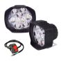Allextreme EX9FWS2 Imported 9 LED Fog Light Spot Beam Water-Resistant Heavy Duty Pod Driving Work Lamp with Handlebar Switch for Motorcycle Bike Car (15W, White, 2 PCS)
