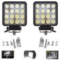 Allextreme EX16FW2P 16 LED Fog Light Waterproof Square Led Flood Lamp Offroad Driving Work Light for Bikes Cars and Motorcycle (48W, White Light)
