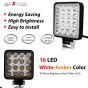 Allextreme EX16WY01 16 LED Square Fog Light 4 Inch Waterproof Driving Spot Lamp for Car, Motorcycle (48W, White & Amber) (PACK - 1)