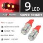 Allextreme EXZ10R2 Universal T10 LED Parking Light 9 SMD Super Bright Interior Pilot License Plate Dome Indicator Lamp Bulb for Car Bike and Motorcycle (3W, Red, 2 PCS)