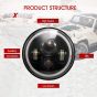 Allextreme 7 Inch Full Ring Round LED Headlight with Hi/Low Beam and Angel Eye Lamp Compatible with Royal Enfield Bullet, Harley Davidson Jeep Wrangler (Pack of 2)