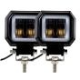 Allextreme EX3HR2W 2.5 Inch Square White Fog Light with Red Halo Angel Eye Ring for Bike Motorcycle Car and Off Road SUV (20W, 2 Pcs)