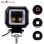 Allextreme EX3HR1W 2.5 Inch Square White Fog Light with Red Halo Angel Eye Ring for Bike Motorcycle Car and Off Road SUV (20W, 1 Pc)