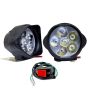 Allextreme EX06L3S 6 LED Fog Light White Light Waterproof Mirror Mount Driving Work Lamp with On/Off Switch for Motorcycles and Cars (10W, 2 PCs)