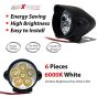Allextreme EX12RLW 6 LED Fog Light White Light Waterproof Mirror Mount Driving Work Lamp with Switch and Mounting Holes for Motorcycles and Cars (9W, 2 PCS)