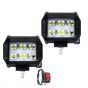 Allextreme EX5D6S2 6 LED Fog Light Waterproof 5D Spot Beam Work Lamp with Handlebar Switch for All Bike Cars SUV and Motorcycles (18W, White Light, 2 PCS)