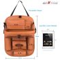 Allextreme EXFTCOT2 Universal PU Leather Auto Car Seat Back Organizer with Foldable Dining Table Tray, Multipocket Storage Tablet, Bottle and Tissue Paper Holder (Tan, 2Pcs)