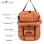 Allextreme EXFTCOT2 Universal PU Leather Auto Car Seat Back Organizer with Foldable Dining Table Tray, Multipocket Storage Tablet, Bottle and Tissue Paper Holder (Tan, 2Pcs)