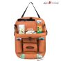 Allextreme EXFTCOT2 Universal PU Leather Auto Car Seat Back Organizer with Foldable Dining Table Tray, Multipocket Storage Tablet, Bottle and Tissue Paper Holder (Tan, 2Pcs)