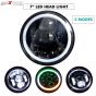 Allextreme EX7IL99 75W 8 LED Round Headlight with Full Ring Tricolor DRL Angel Eyes & Hi/Low Beam Compatible with Royal Enfield, Jeep & Harley Davidson (7 Inch, Pack of 1)