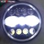Allextreme EX7SB22 11 LED 7 Inch Round Headlight with Full Ring Tricolor DRL Angel Eyes & Hi/Low Beam Compatible with Royal Enfield, Jeep & Harley Davidson (75W, Pack of 1)