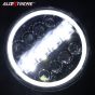 Allextreme 12 LED Round Headlight with Full Ring Tricolor DRL Angel Eyes & Hi/Low Beam Compatible with Royal Enfield, Jeep & Harley Davidson (Pack of 1)