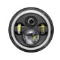 Allextreme 7 Inch Full Ring Round LED Headlight with Hi/Low Beam and Angel Eye Lamp Compatible with Royal Enfield Bullet, Harley Davidson Jeep Wrangler (Pack of 1)