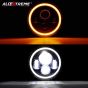 Allextreme 7 Inch Full Ring Round LED Headlight with Hi/Low Beam and Angel Eye Lamp Compatible with Royal Enfield Bullet, Harley Davidson Jeep Wrangler (Pack of 1)