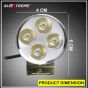 Allextreme EX42P 4 LED Small Round Fog Lamp Waterproof Off Road Driving Worklight with Mounting Brackets for Car, Boat and Cruiser Bikes (12W, White Light, Pack of 2)