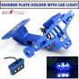 AllExtreme EXANPU1 Universal Adjustable Motorcycle Number License Plate Aluminum Alloy Holder Mount Bracket for All Bikes (Blue)