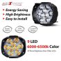 Allextreme EX9FWYP Imported 9 LED Fog Light Spot Beam Waterproof Heavy Duty Pod Driving Work Lamp for Motorcycle Bike Car and SUV (15W, White and Amber, 2 PCS)