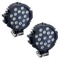 Allextreme EX7P1B2 17 LED Polymer Body Round LED Fog Light 7 Inch Off Road Driving Roof Universal Spot Lamp for Car, SUV & Bikes (51W, 2Pcs)
