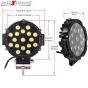 Allextreme EX7P1B2 17 LED Polymer Body Round LED Fog Light 7 Inch Off Road Driving Roof Universal Spot Lamp for Car, SUV & Bikes (51W, 2Pcs)