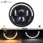 Allextreme EXHL7IP1 7 Inch Half Ring H4 H13 LED Headlight with DRL, High/Low Beam and Halo Ring Angel Eyes for Motorcycles and Cars (70W, White Light, 1 PC)