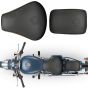 Allextreme PU Leather Bike Seat Cover with Cushioning Anti-Slip Water-Resistant Shock Absorbent & Brand Name Design for Royal Enfield Classic 350cc