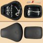 Allextreme PU Leather Bike Seat Cover with Cushioning Anti-Slip Water-Resistant Shock Absorbent & Brand Name Design for Royal Enfield Classic 350cc