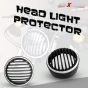 AllExtreme EXHLG1B 7 Inch PVC Headlight Grill Cover with DRL LED Light Compatible for Bullet Classic Electra Standard 350cc 500cc (Blue)