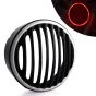 AllExtreme EXHLG1R 7 Inch PVC Headlight Grill Cover Bike with DRL LED Light for Motorcycle (Red)