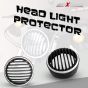 AllExtreme EXHLG1R 7 Inch PVC Headlight Grill Cover Bike with DRL LED Light for Motorcycle (Red)