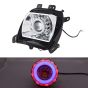 Allextreme 10W High Intensity Led Projector Lamp Stylish Dual Ring COB LED Headlight with Hi/Low Beam and Flasher Function for All Bikes (Red & Blue, 2 Pcs)