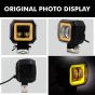 Allextreme EXHM1Y 2.5 Inch Square White Fog Light with Halo Angel Eye Ring for Bike Motorcycle Car and Off Road SUV (20W, Yellow, Pack of 1)