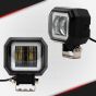 Allextreme EXHM2B 2.5 Inch Square White Fog Light with Halo Angel Eye Ring for Bike Motorcycle Car and Off Road SUV (20W, Blue, Pack of 2)